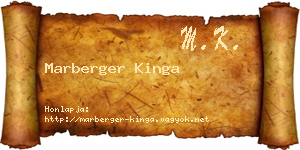 Marberger Kinga névjegykártya